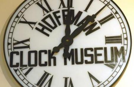 clock with words "Hoffman Clock Museum"